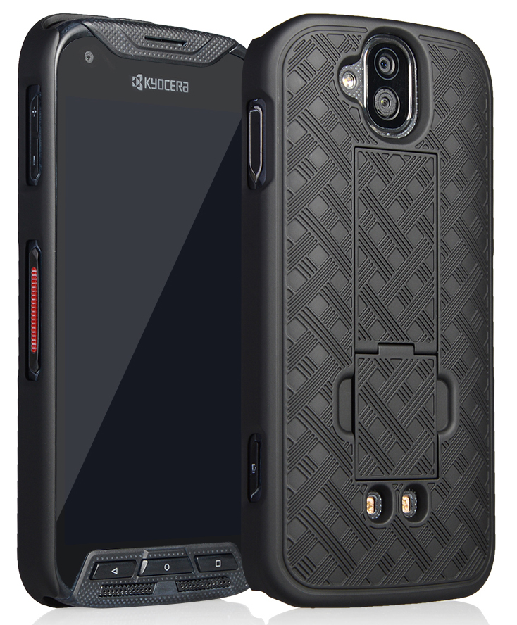 BLACK KICKSTAND SLIM CASE HARD COVER FOR KYOCERA DURAFORCE PRO E6810